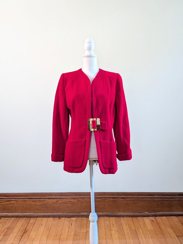 Pauline Trigère red wool coat