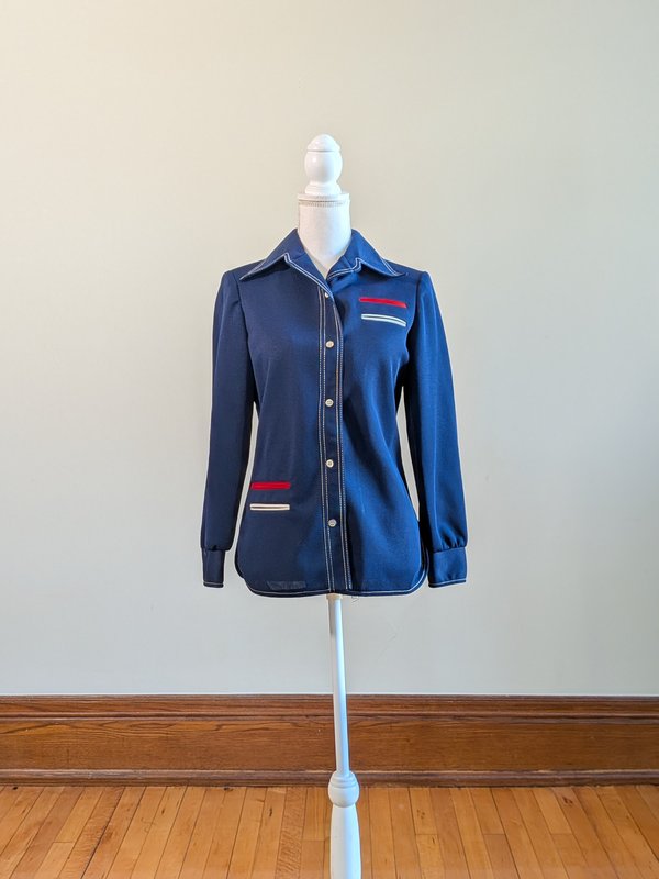 1960s red white and blue poly shirt