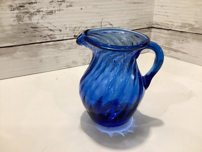 26-2  hand blown cobalt blue creamer