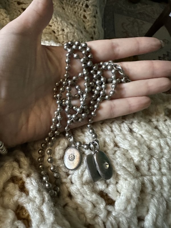 long silver ball necklace