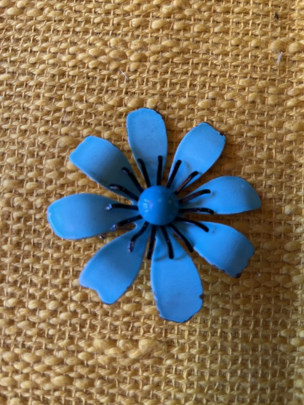Vintage Blue Flower Brooch