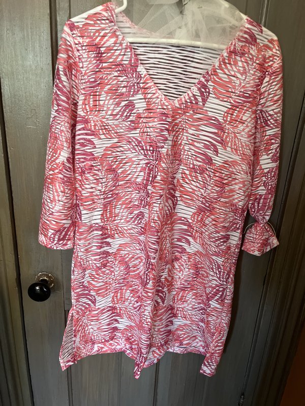 Pink Palm Print Blouse dress