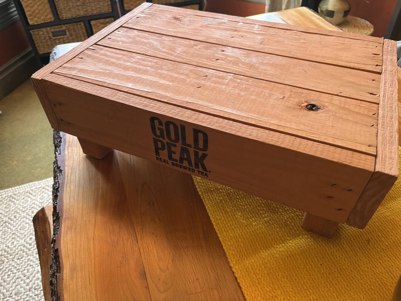 Upcycled Gold Peak Tea Crate Side Table