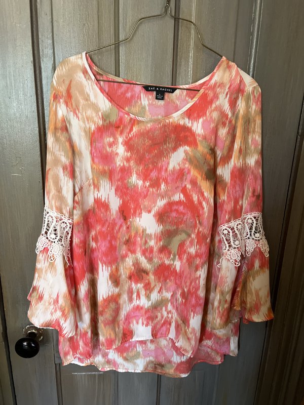 Zac & Rachel Floral Print Blouse with Lace Detail