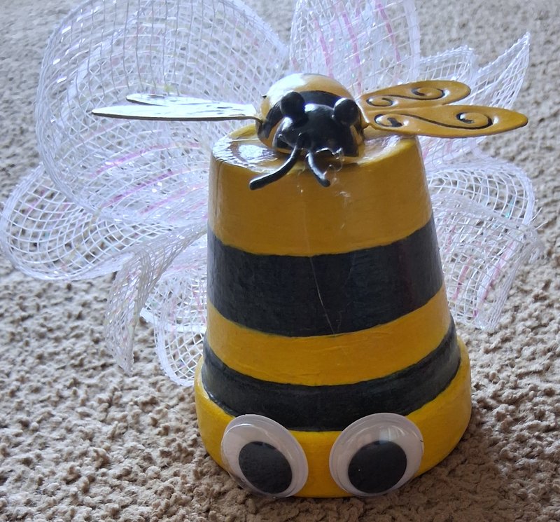 Hand Painted Bumble Bee Flower Pot