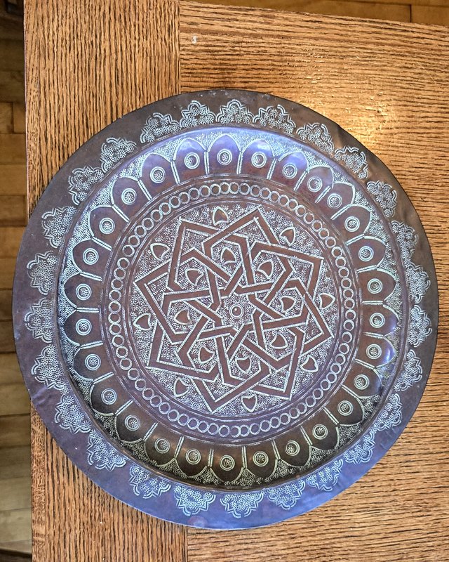 Vintage Etched Copper Decorative Plate Charger