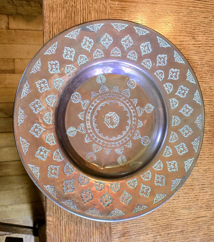 Vintage Etched Copper Decorative Wall Plate