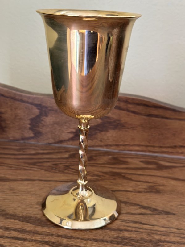 Brass Goblets Twisted Stem Gold Tone