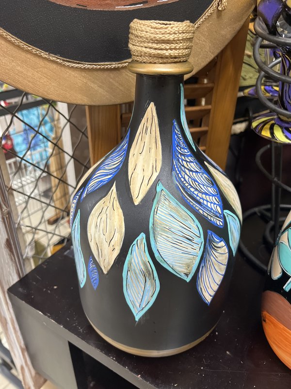 Hand painted bottle.