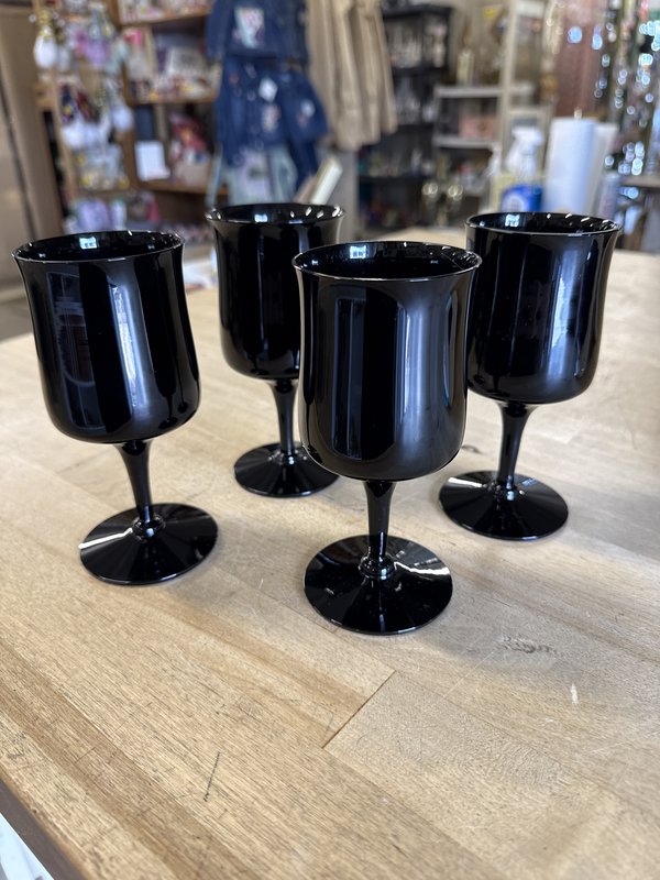 Fostoria Biscayne Black Wine Glasses