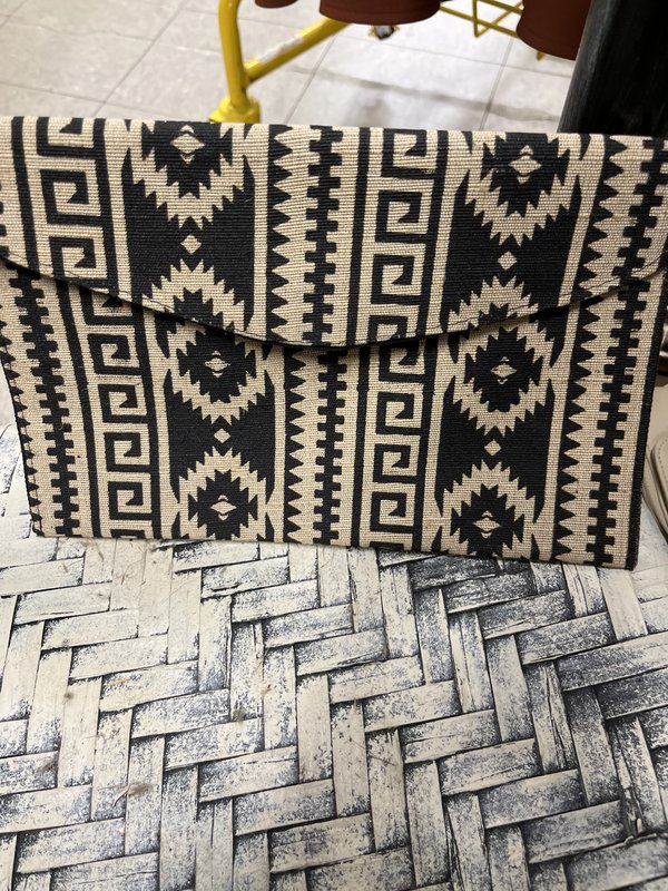 Black and Tan Woven Pattern Fabric