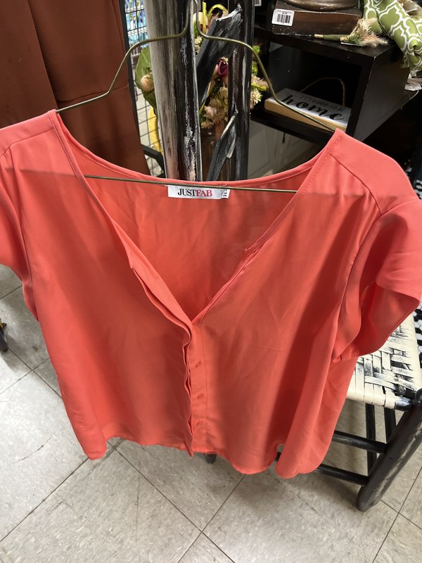 Coral Short-Sleeve Blouse