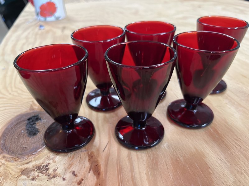 Vintage Ruby Red Stemmed Glasses