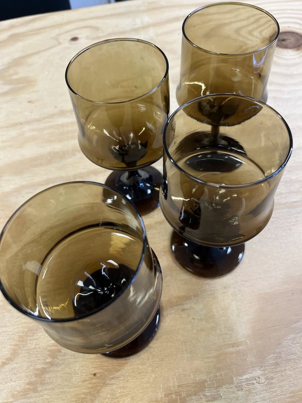 Amber Stemmed Drinking Glasses (Set of 4)