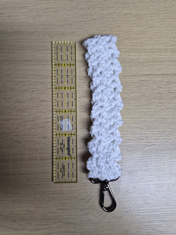 White Crocheted Keychain Wristlet W2