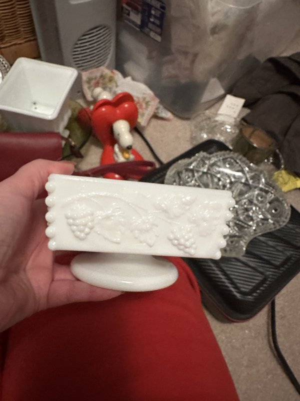 square milk glass dish
