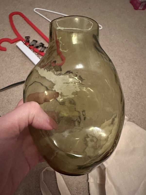 Green dimple glass vase