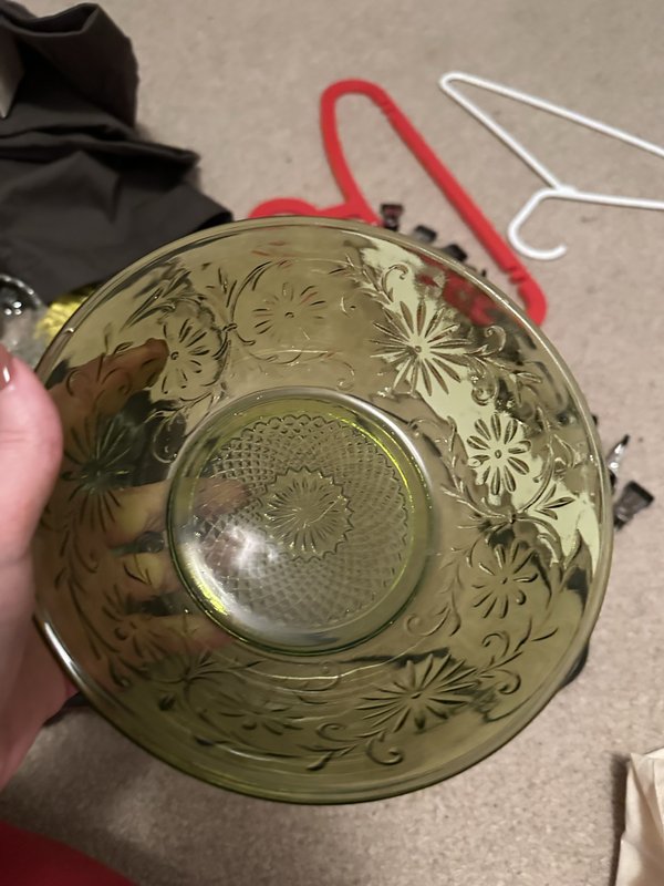 Green glass bowl