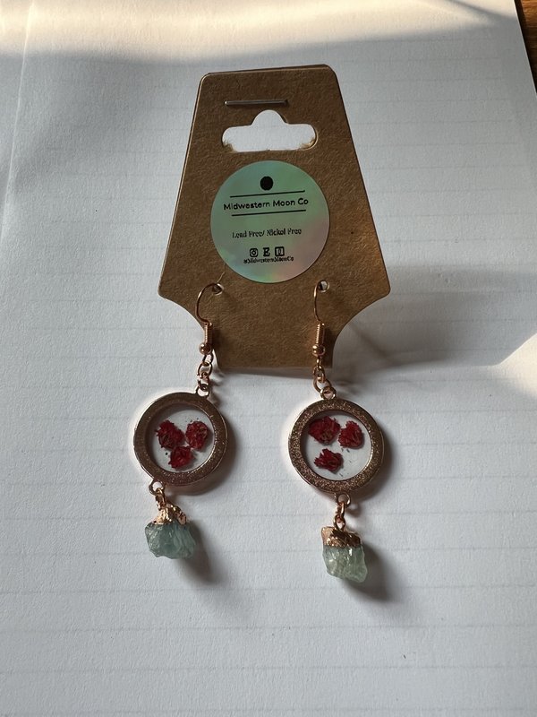 copper Pressed Aquamarine Earrings