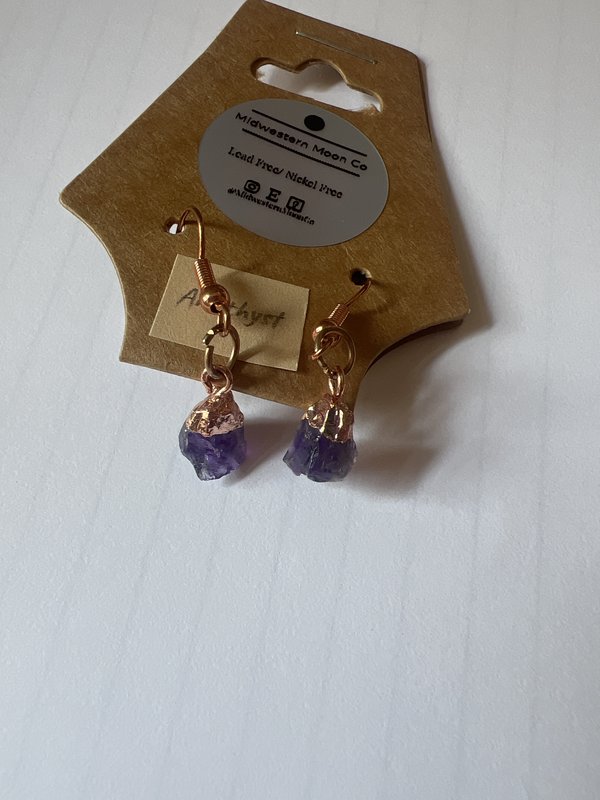 Copper Amethyst Earrings