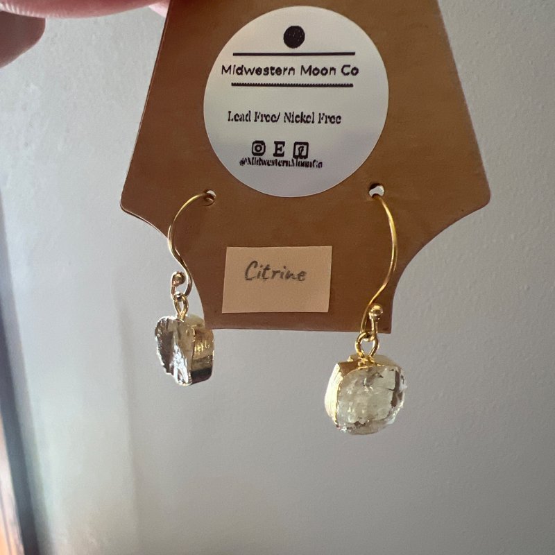 Gold Square Citrine Earrings