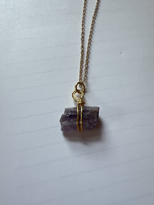 Gold Raw Lepidolite Necklace