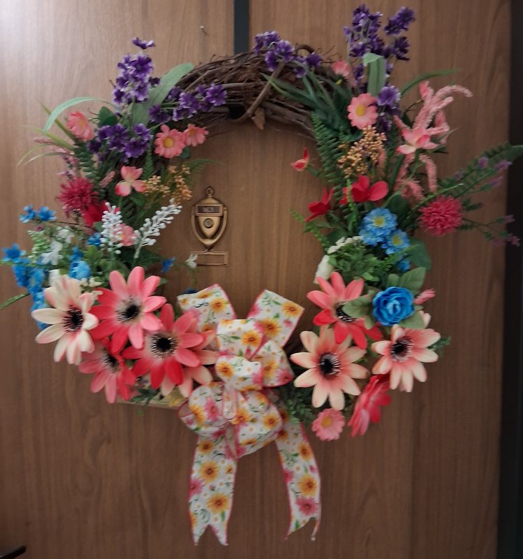 Colorful Grapevine Floral Door Wreath
