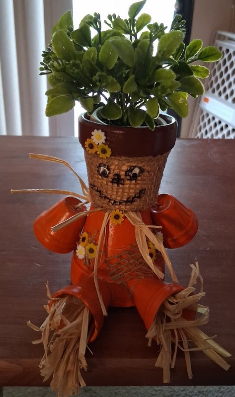 Terracotta Pot Scarecrow Planter Decor