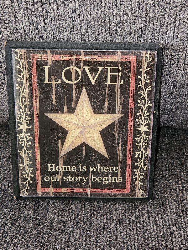 LOVE quote sign with stand
