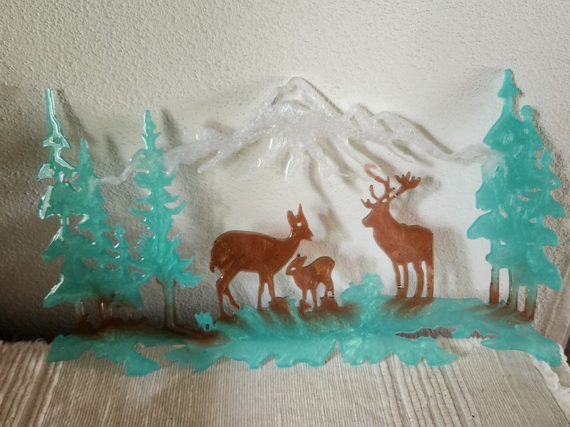 Resin deer family decor