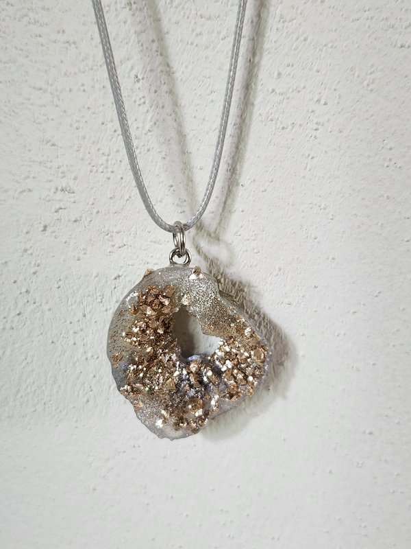 Handmade resin geode necklace