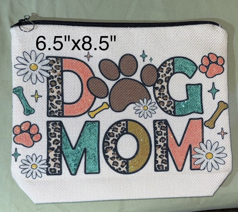 Glitter "Dog Mom" Zippered Pouch