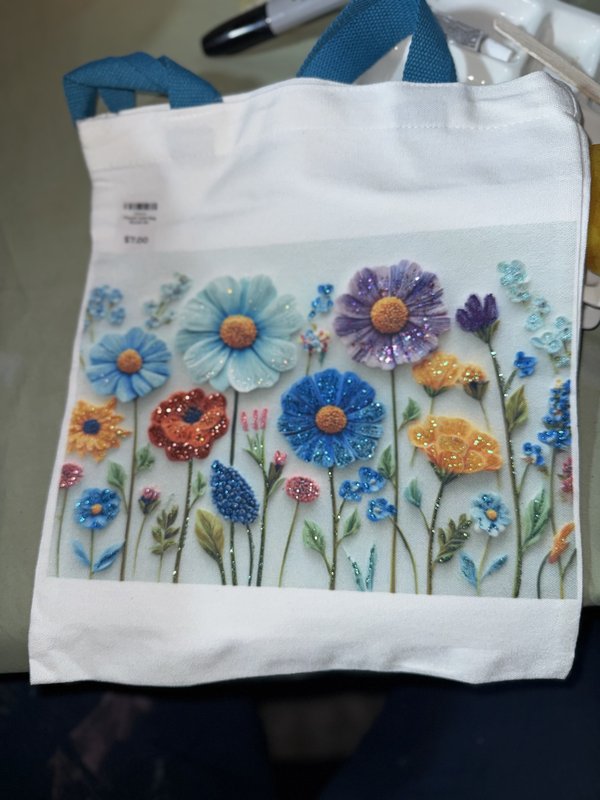 Beautiful Embellished Floral Tote Bag