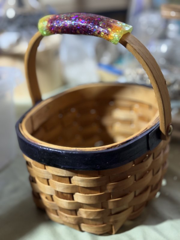 Upcycled Basket with Resin Handle