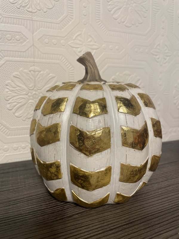 White and Gold Decorative Pumpkin