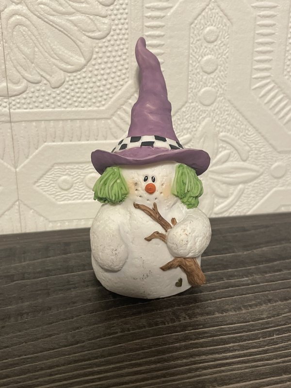 “Witchy” Halloween Snowman Figurine