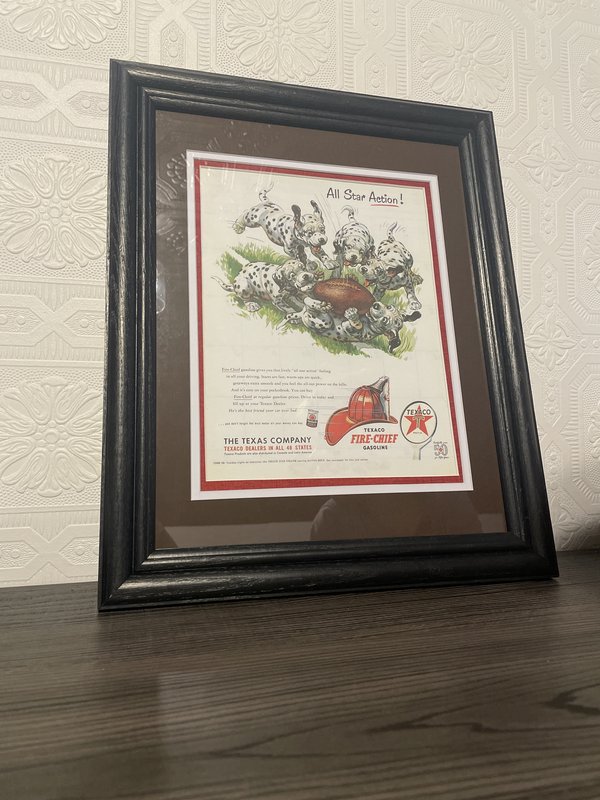 Framed Vintage Texaco Fire-Chief Gasoline Ad
