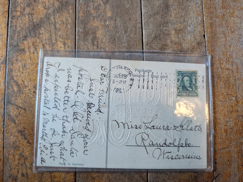 Antique 1908 in Gold Postcard