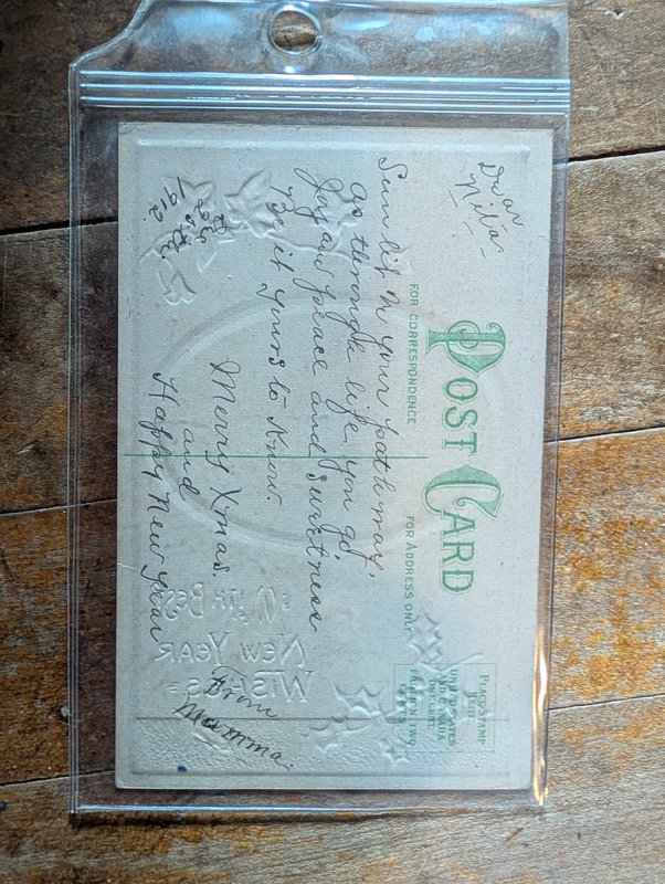 Antique With Best  New Year Wishes  Postcard 1912