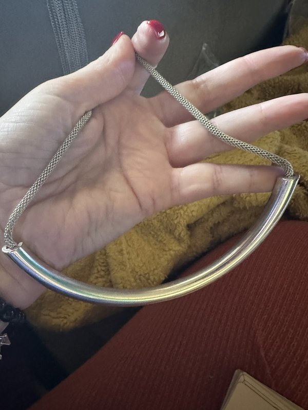 silver half circle necklace