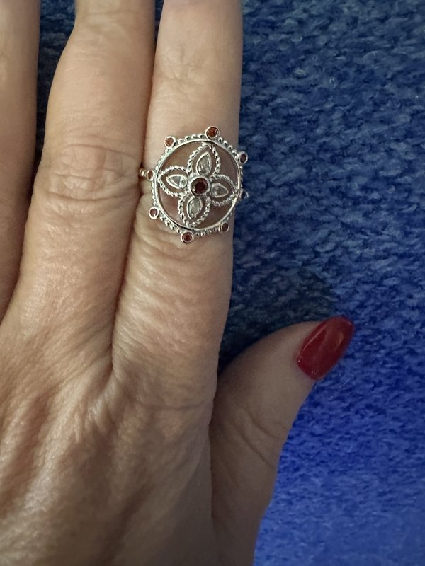 dainty red stone ring