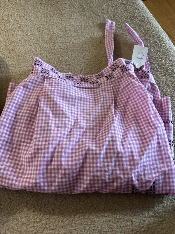 vintage pink checked apron
