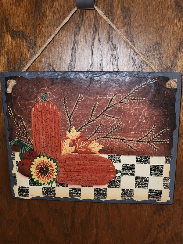 Sunflower pumpkin wall hanging