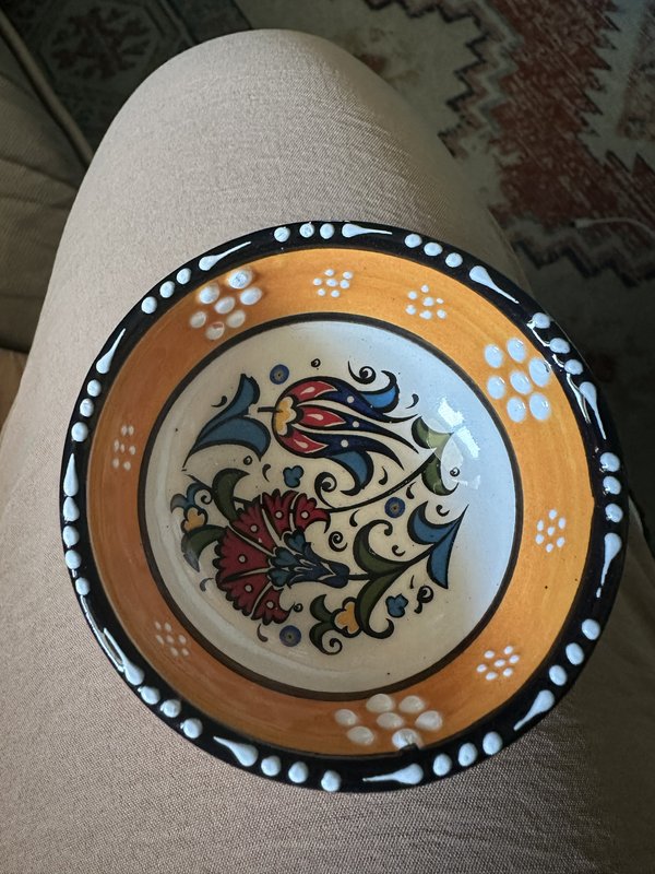 tiny handmade orange bowl