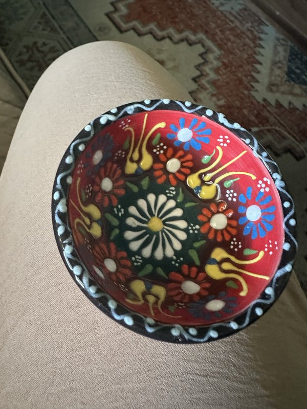 tiny handmade red bowl
