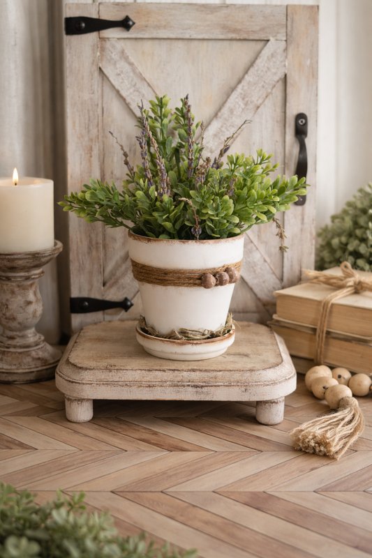 Handcrafted Farmhouse Wooden Riser  Planter Display
