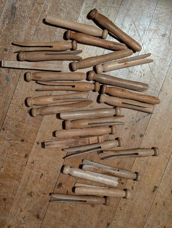 Set of Vintage wood Clothes Pins