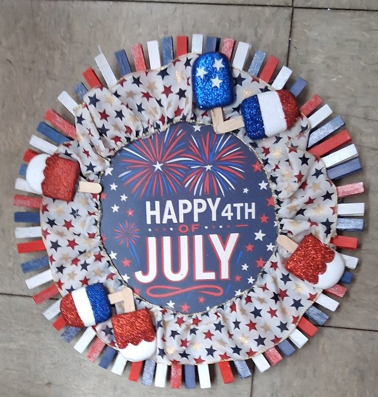 Patriotic 4th of July Clothespin Wreath