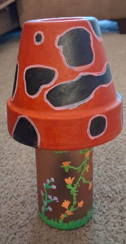 Painted Clay Mushroom Fairy House
