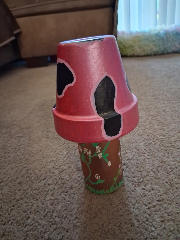 Hand-Painted Red Floral Wood Tumbler